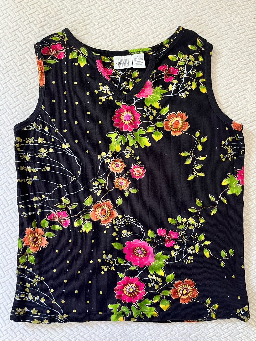 Vintage Jason Maxwell Beaded Floral Tank Top